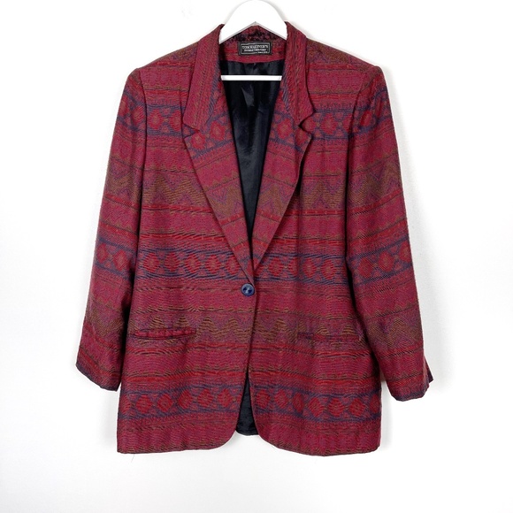 Vintage Aztec Print Lined Blazer Large - Picture 1 of 9
